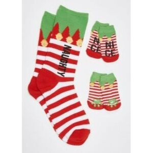 Red Naughty Nice Matching Pet Sock Set